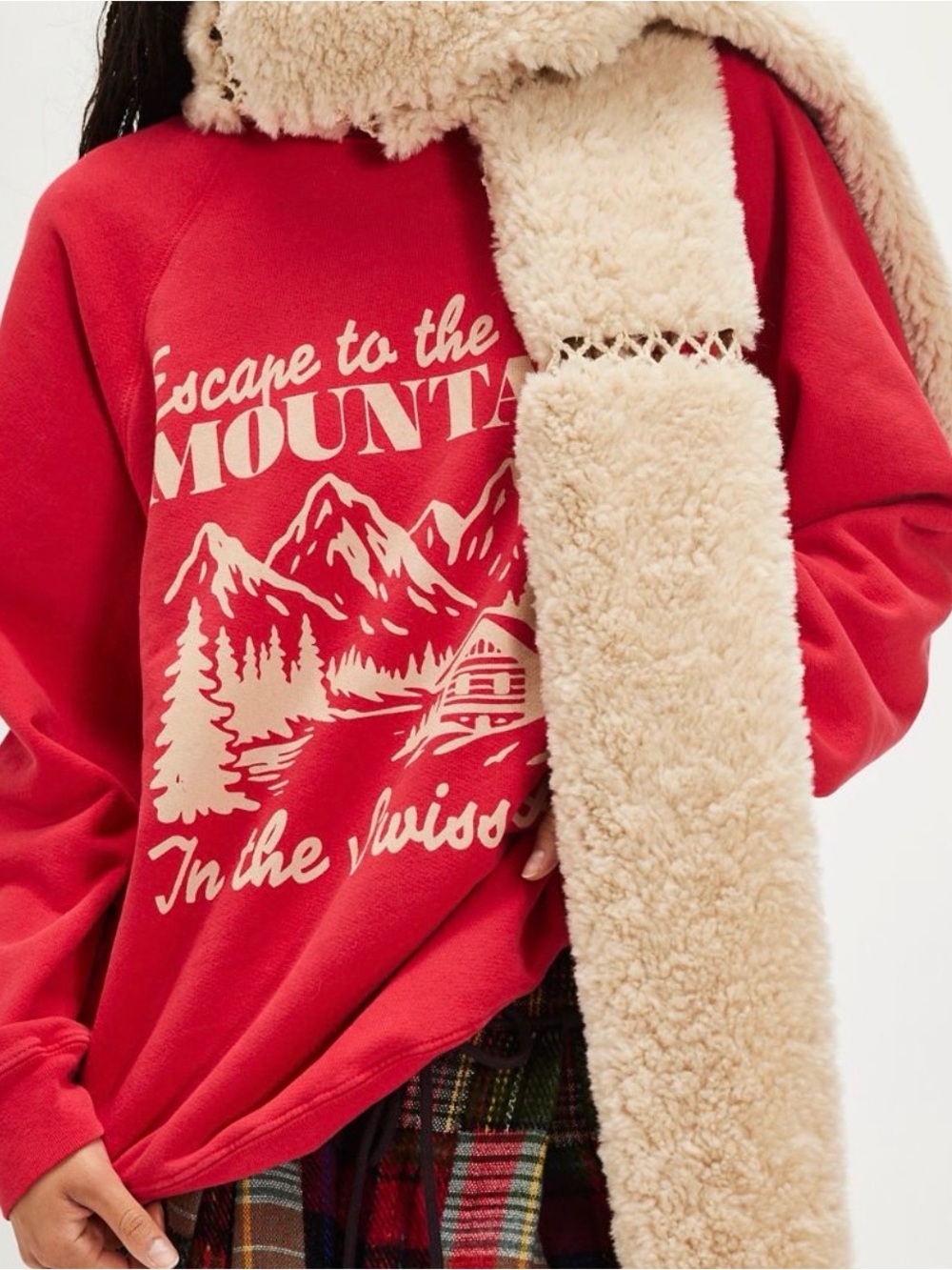 Free People Red Graphic Crew Great Escape Pullover